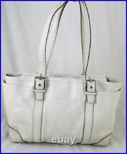 Coach Rare HTF XL Ivory Leather Diaper Laptop Multi function Tote Carryall 10288