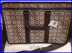 Coach Signature Embassy Jacquard Briefcase/Laptop Bag With Leather Trim