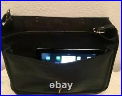 Coach USA New York Metropolitan Laptop Briefcase Black Glove Tan Leather