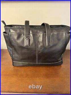 Coach Vintage Hampton Bag Large Black Leather Shoulder Tote Laptop Weekend #5098