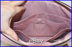 Coach Womens Signature Canvas Khaki/Carnation Pink Laptop Briefcase Bag F39023