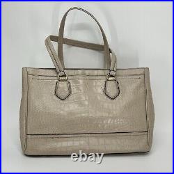 Cole Haan Tote Tali Double Zip Work Tote Taupe Croc Embossed Laptop Briefcase