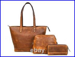 Combo Travel Tote Bag Ideal Christmas Gift crafted with Genuine Leather