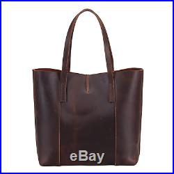 Cowhide Leather Tote Handbag With Zipper Purse Shoulder Work Bags Women Laptop