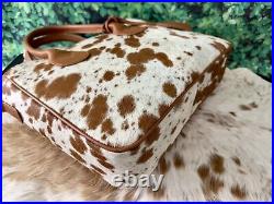 Cowhide Tote Bag Purse Handbag Leather Shoulder Laptop Bag Dark Brown Medium
