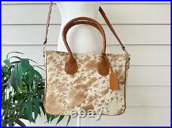 Cowhide Tote Bag Purse Handbag Leather Western Shoulder Laptop Bag Tan Large