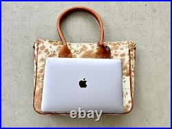 Cowhide Tote Bag Purse Handbag Leather Western Shoulder Laptop Bag Tan Large