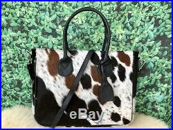 Cowhide Tote Purse Handbag Leather Shoulder Laptop Bag Womens Black Brown Large