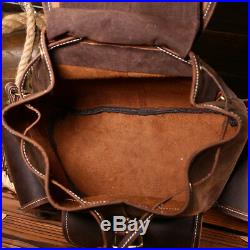 Crazy Horse Leather Vintage Men Backpack Laptop Bag RetroTravel School Bag Women