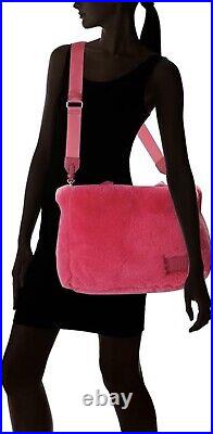 DKNY Hadlee Md Tote Hot Pink Faux Fur Travel Carry-On Laptop Bag Crossbody Purse