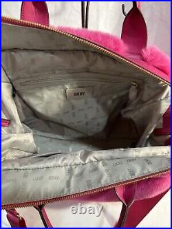 DKNY Hadlee Md Tote Hot Pink Faux Fur Travel Carry-On Laptop Bag Crossbody Purse