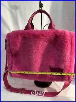 DKNY Hadlee Md Tote Hot Pink Faux Fur Travel Carry-On Laptop Bag Crossbody Purse