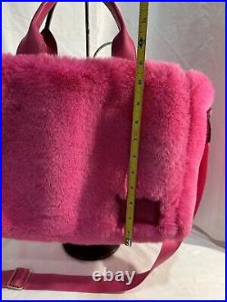 DKNY Hadlee Md Tote Hot Pink Faux Fur Travel Carry-On Laptop Bag Crossbody Purse