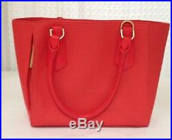 Dagne Dover Womens Leather Classic Purse Tote Laptop Bag 12 x 11 Red