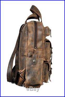 Devil Hunter 18 Leather Backpack for men / women Brown Leather Laptop Backpack