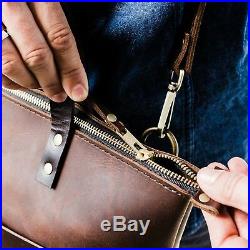 Distressed Leather brown women Laptop zipper travel Messenger Shoulder Tote bag