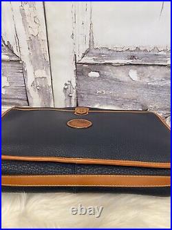 Dooney & Bourke Vintage Dark Blue Pebbled Leather Messenger Laptop Bag