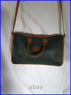 Dooney & Bourke Vintage Messenger Large Briefcase Laptop Bag Green Pebble Tan