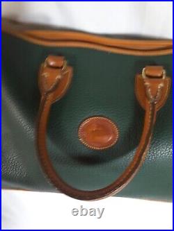 Dooney & Bourke Vintage Messenger Large Briefcase Laptop Bag Green Pebble Tan