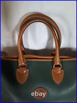 Dooney & Bourke Vintage Messenger Large Briefcase Laptop Bag Green Pebble Tan