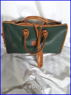 Dooney & Bourke Vintage Messenger Large Briefcase Laptop Bag Green Pebble Tan