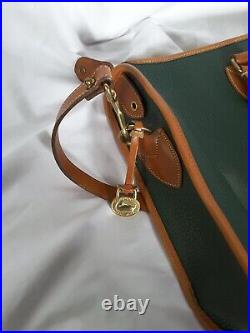 Dooney & Bourke Vintage Messenger Large Briefcase Laptop Bag Green Pebble Tan