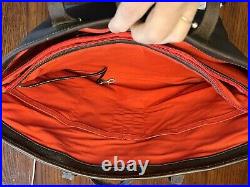 Dooney & Bourke Womens Large Laptop Leather Brown Red Tote Bag
