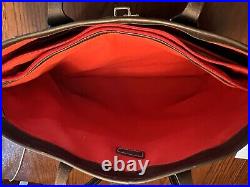 Dooney & Bourke Womens Large Laptop Leather Brown Red Tote Bag