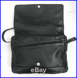 ENNY genuine LEATHER BLACK laptop bag Cross Body strap real mens womens attache