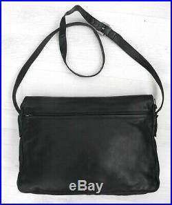 ENNY genuine LEATHER BLACK laptop bag Cross Body strap real mens womens attache