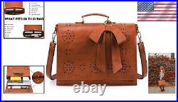 Elegant Women's Vegan Leather Briefcase with Detachable Bow 15.6'' Laptop