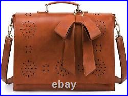 Elegant Women's Vegan Leather Briefcase with Detachable Bow 15.6'' Laptop