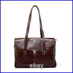 Erivis Black Women's Leather Laptop Bag with Multiple Pockets