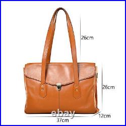 Erivis Women Brown Genuine Leather Briefcase with Crossbody Strap