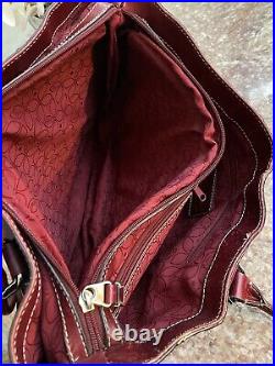 FOSSIL Vintage Burgundy Red Leather Large Laptop Business Bag Tote Purse EUC