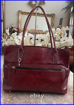 FOSSIL Vintage Red Leather Large Laptop Business Bag Tote Purse EUC