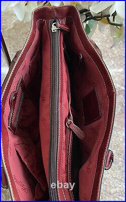 FOSSIL Vintage Red Leather Large Laptop Business Bag Tote Purse EUC