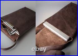 Feruto Leather Minimalist Laptop Shoulder Bag Brass Details Handmade Germany