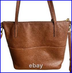 Fossil Evelyn Brown Leather Tote With Strap Work Laptop Bag