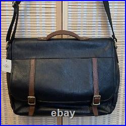 Fossil Laptop Messenger Bag Black Leather New