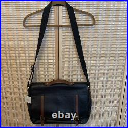 Fossil Laptop Messenger Bag Black Leather New