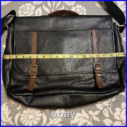 Fossil Laptop Messenger Bag Black Leather New