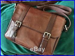 Fossil Leather Business Laptop Messenger Cross Body Satchel Bag for Men or Women