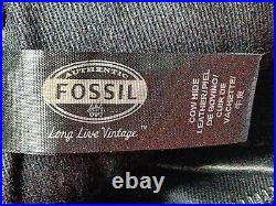 Fossil Long Live Vintage Briefcase Black Leather Laptop Bag Messenger Fits14/15