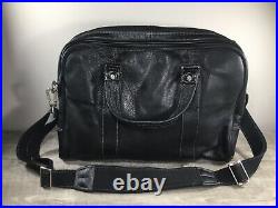 Franklin Covey Black Messenger Shoulder Laptop School Handbag Purse Leather Bag