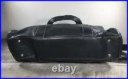 Franklin Covey Black Messenger Shoulder Laptop School Handbag Purse Leather Bag