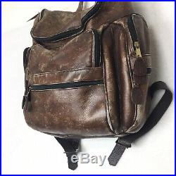 Frye Distressed Brown Leather Laptop Bag Backpack Unisex Women Men
