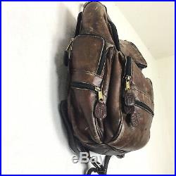 Frye Distressed Brown Leather Laptop Bag Backpack Unisex Women Men