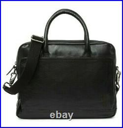 Frye Etched Leather Attache Briefcase Laptop Tote Work Bag in Black