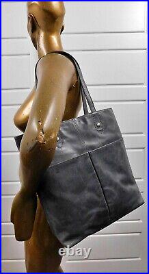 Frye Gray Distressed Leather Tote Laptop Bag